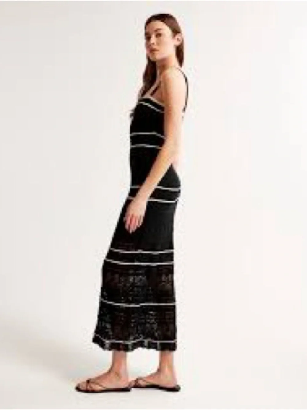 NWT Abercrombie & Fitch Crochet Knit Maxi Dress Women's Medium Blue/White Straps